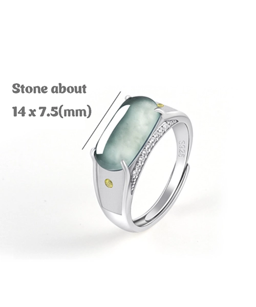 Fashion S925 Natural Jade Open Ring - Image 5