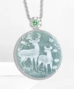 Deer Round Natural Jade Pendant
