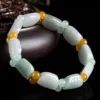 Turtle Pattern Bead Natural Jade Bracelet