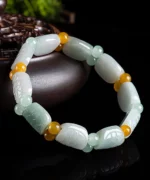 Turtle Pattern Bead Natural Jade Bracelet