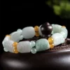 Turtle Pattern Bead Natural Jade Bracelet
