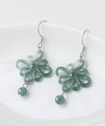 S925 Knot Natural Jade Dangle Earrings