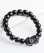 Pixiu Natural Jade Barrel Bead Bracelet