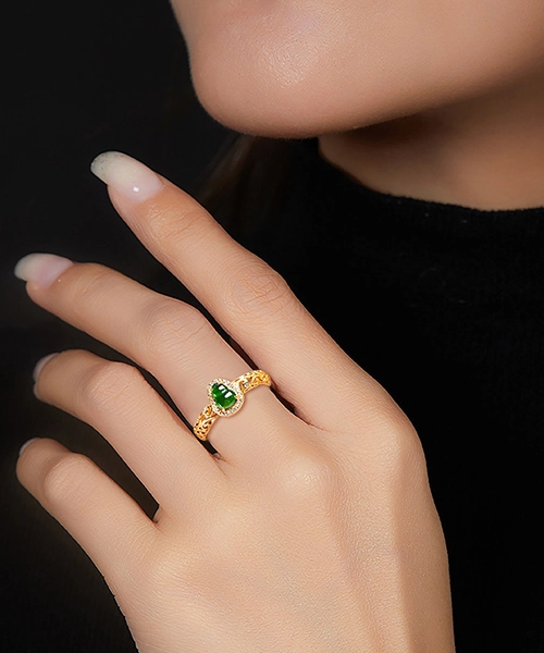 Gourd S925 Natural Jade Open Ring - Image 7