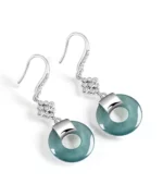 S925 Donut Natural Jade Earrings