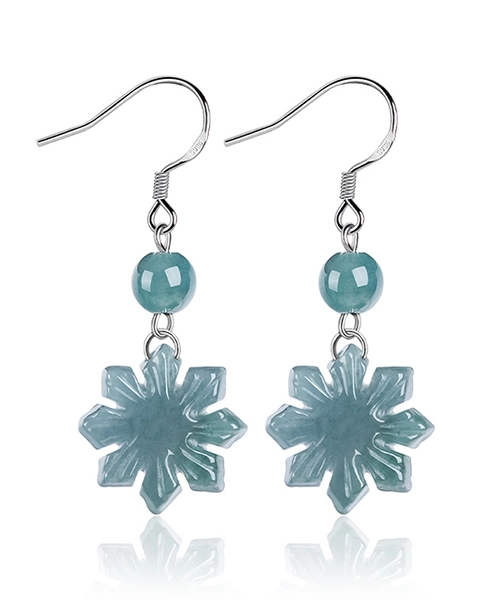S925 Sunflower Natural Jade Earrings