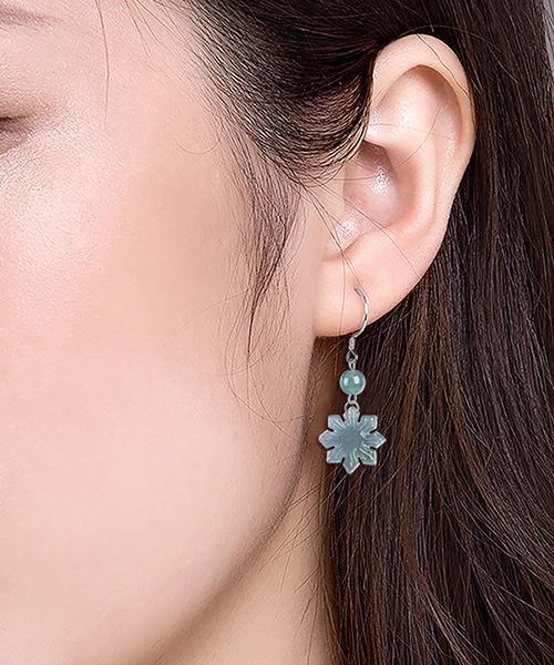 S925 Sunflower Natural Jade Earrings - Image 2