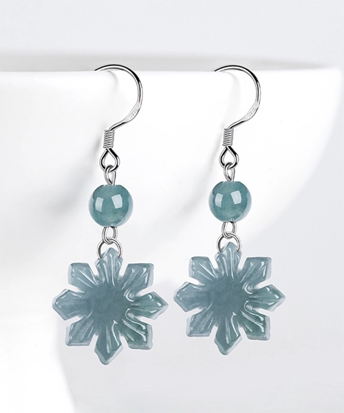 S925 Sunflower Natural Jade Earrings - Image 3