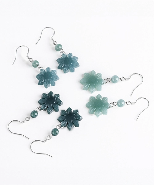 S925 Sunflower Natural Jade Earrings - Image 5