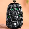 Mahakala Black Natural Jade Pendant