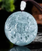 Phoenix Peony Natural Jade Pendant
