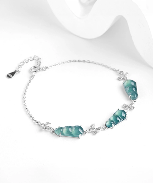 S925 Gourd Natural Jade Bracelet