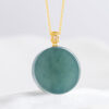 18K Simple Round Natural Jade Pendant
