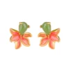 Peach Blossom Enamel Jade Earrings