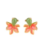 Peach Blossom Enamel Jade Earrings