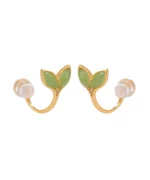 Leaf Pearl Natural Jade S925 Earrings