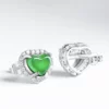 S925 Heart Natural Jade Earrings