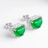 S925 Heart Natural Jade Earrings