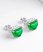 S925 Heart Natural Jade Earrings