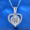 S925 Moissanite Double Heart Pendant