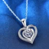 S925 Moissanite Double Heart Pendant
