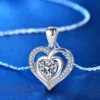 S925 Moissanite Double Heart Pendant