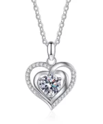S925 Moissanite Double Heart Pendant