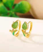 Tulip Natural Jade S925 Earrings