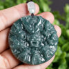 Nine Dragon Round Natural Jade Pendant