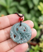 Icy Green Jadeite Exquisite Dragon Pendant