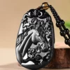 Black Omphacite Horse Pendant - Success & Prosperity Amulet
