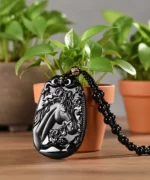 Black Omphacite Horse Pendant - Success & Prosperity Amulet