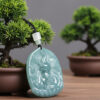 Icy Green Jade Nine-Tailed Fox Pendant