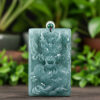 Icy Teal Jadeite Zodiac Dragon Pendant - Dual-Sided Success Amulet