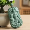 Green Jade Guan Gong Pendant - Guardian of Loyalty & Wealth