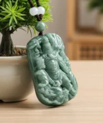 Green Jade Guan Gong Pendant - Guardian of Loyalty & Wealth