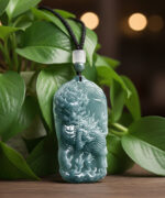 Majestic Flame Jadeite Qilin Pendant - Ultimate Prosperity Amulet