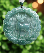 Radiant Natural Jadeite Deer Pendant - Symbol of Success & Luck