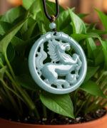 Spectacular Natural Jadeite Horse Amulet - Prosperity & Harmony