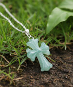 Radiant Icy Teal Jadeite Cross Pendant - Sacred Faith Amulet