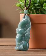 Icy Teal Jadeite Nine-Tailed Fox - Sacred Charm Amulet