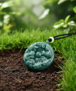 Timeless Icy Teal Jadeite Dragon & Phoenix Pendant