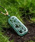 Exquisite Hollow-Carved Bamboo Jadeite Pendant - Certified Amulet