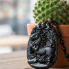 Black Jadeite Zodiac Horse Pendant - Strength & Rapid Success