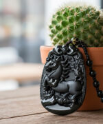 Black Jadeite Zodiac Horse Pendant - Strength & Rapid Success